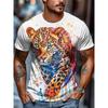 Modisches Herren-Rundhals-Kurzarm-3D-Casual-Farbprint-Casual-Kurzarm-Rundhals-T-Shirt