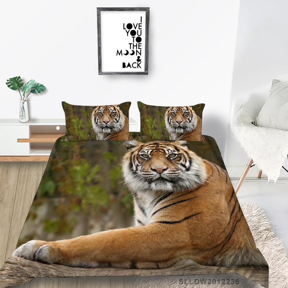 2023 w nowym stylu pościel garnitur 3D nadruk tygrysa kapa na kołdrę wzór lwa tekstylia domowe dzieci pojedynczy rozmiar poszewka na pierzynę poszewka na poduszkę