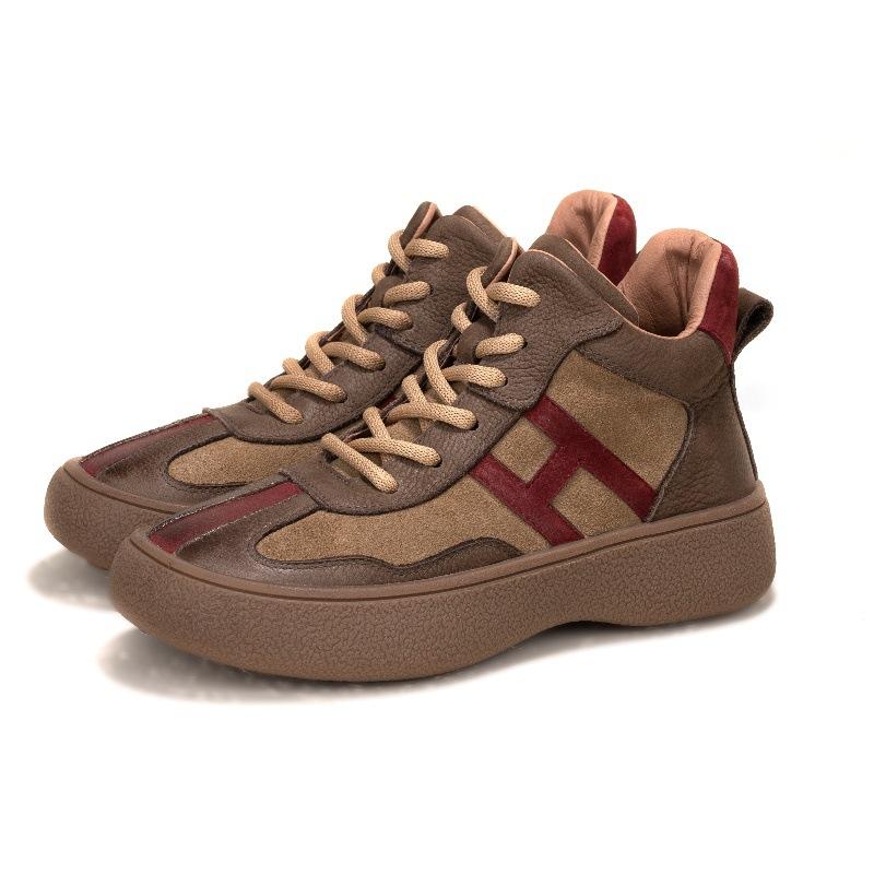 

Leather casual shoes for women s new high-top board shoes, velvet warm short boots, German training shoes for women 35