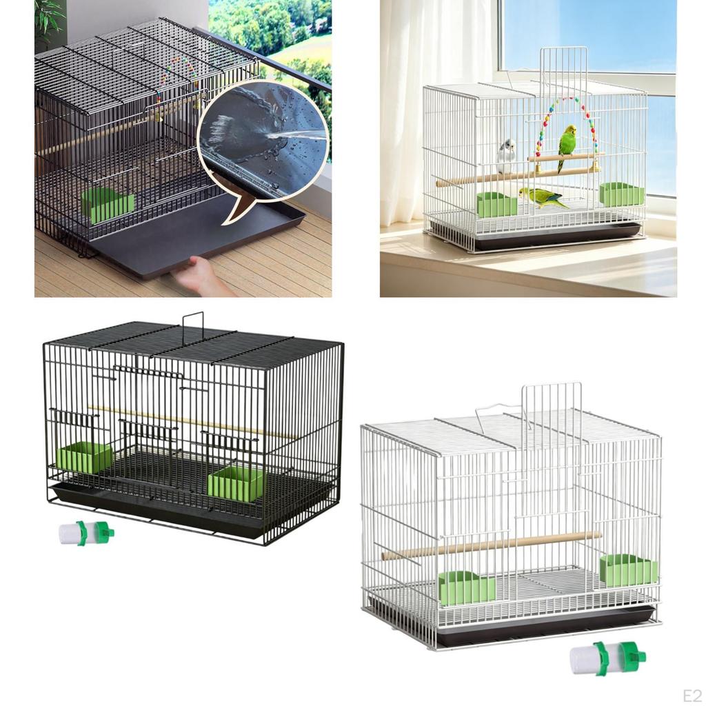 Bird Cage, Carrier with Perches, Portable Iron Cage for Parakeets, Canaries, Small Birds, Cockatoos