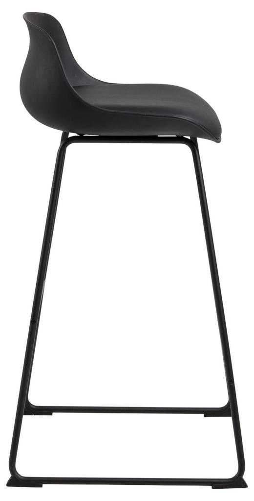 BAR STOOL WITH BACKREST Tina Low BLACK Metal PU LEATHER