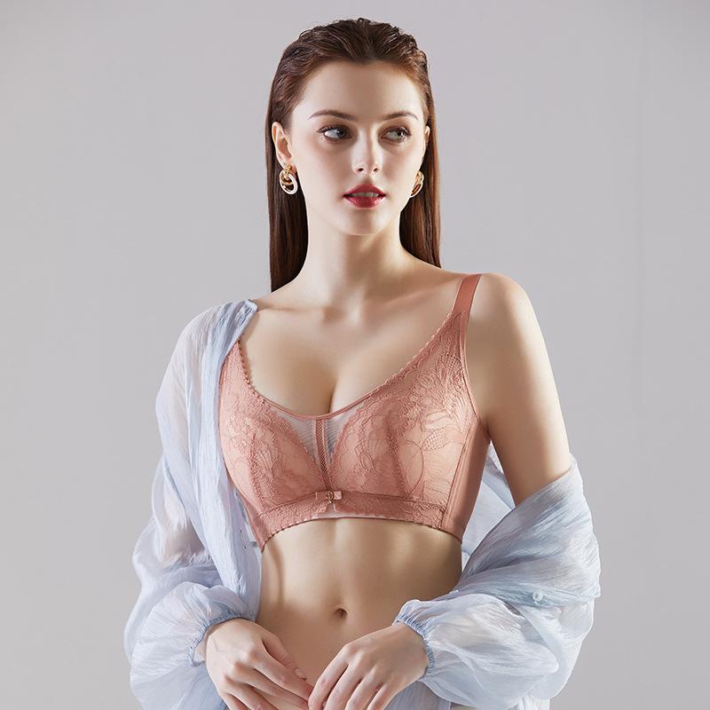 Adjustable Underwear Women's Lace Bra Large Breasts and Side Breasts with Steel Rings High-end Comfortable Push-up Bra