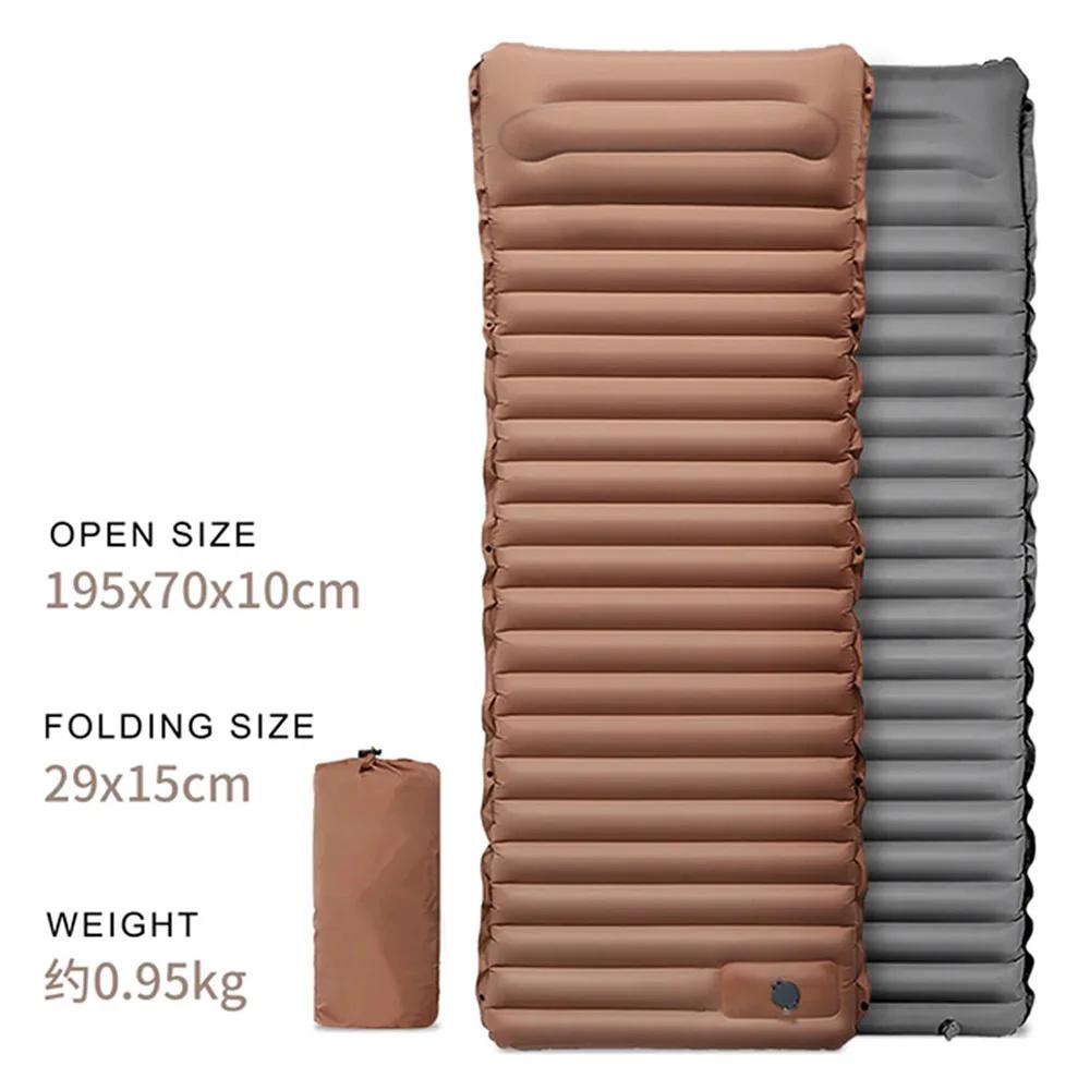 Outdoor Sleeping Pad Camping Inflatable Mattress With Pillows Ultralight Air Mat Built In Inflator Self Inflating Sleeping Mat