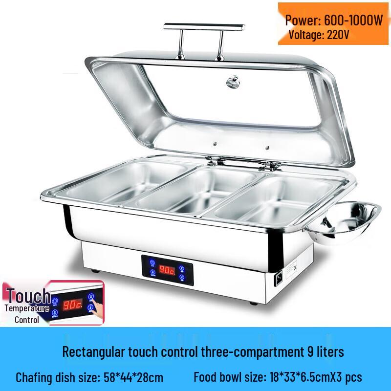 Hydraulic Lid Stainless Steel Electric Buffet Food Warmer
