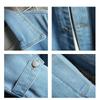 Men's Spring and Autumn Knee-length Denim Trench Coat Solid Color Plus Size Commuter Jacket