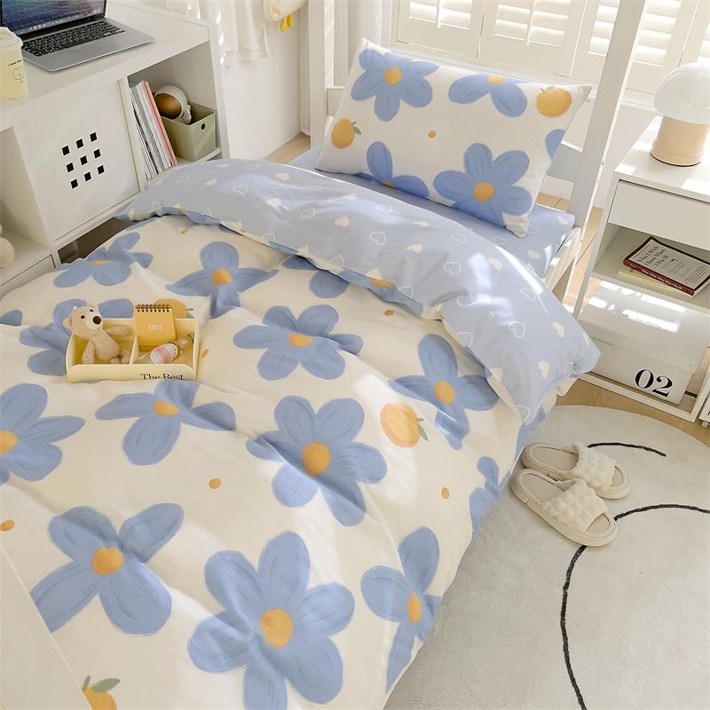 Lençol de cama de algodão macio e respirável de alta qualidade para dormitório estudantil, conjunto de 3 peças universal para cama de solteiro em dormitório