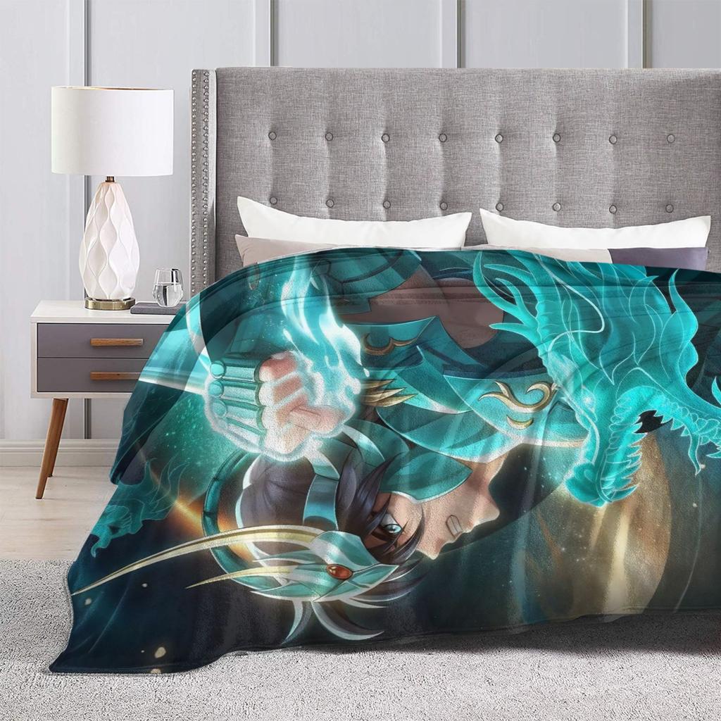 Saints Seiya Decke Fleece Ritter des Zodiac Weiche Überwurfdecke für Zuhause Couch Schlafzimmer Steppdecke
