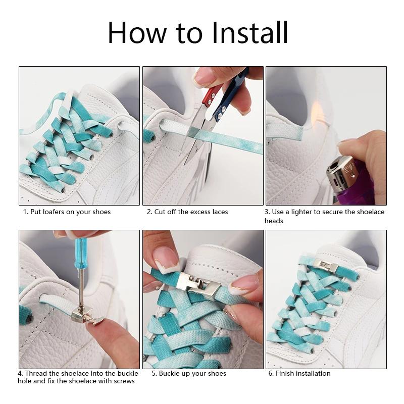 No Tie Shoe Laces Metals Croos Locks Elastic Shoelaces for Sneakers Fashion Convenient Lazy Shoes Lace Accessories 1 Pair