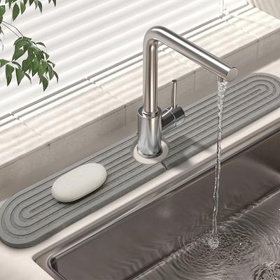 2-Piece Diatom Mud Faucet Mat. Quick-Dry, Anti-Slip. Keeps Sink Area Clean & Dry. Classic Oval Design.