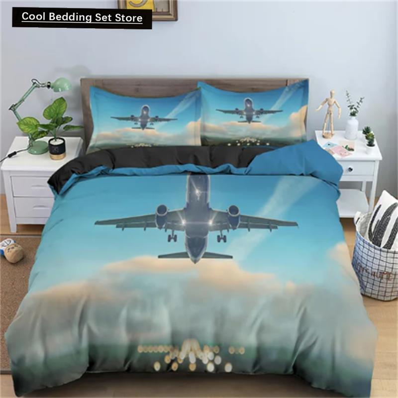 3D Airplane Printed Bedding Set Kids Adults 2/3pcs Duvet Cover With Pillowcase Comforter Bedding Quilt Cover Luxury Bedding Set