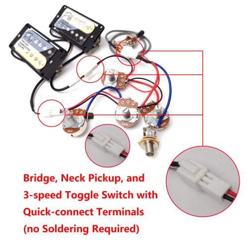 ProBucker Alnico 2 Humbucker Pickup Set for Gibson Les Paul Neck & Bridge Pickups with 2-Conductor Quick Connect Terminals, 2V2T Wiring Harness, and V