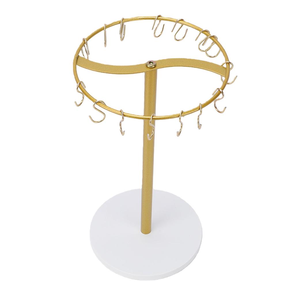 Headband Display Stand 22 Hooks Round Shape Metal Wood Jewelry Hairband Holder Display Rack