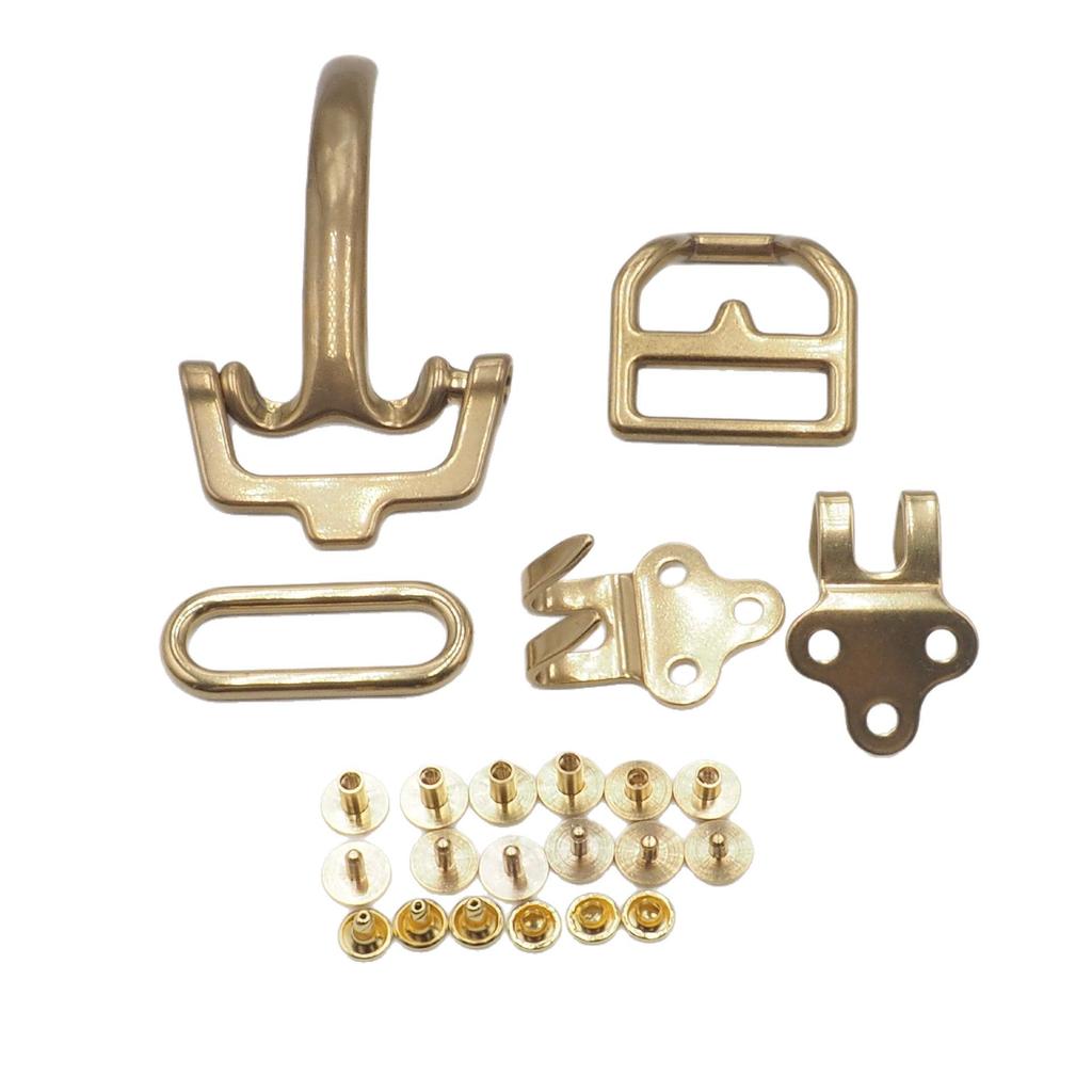 Brass Cavalry Bag Hardware: Pure Copper D-ring, Rivet, and Belt Buckle Set