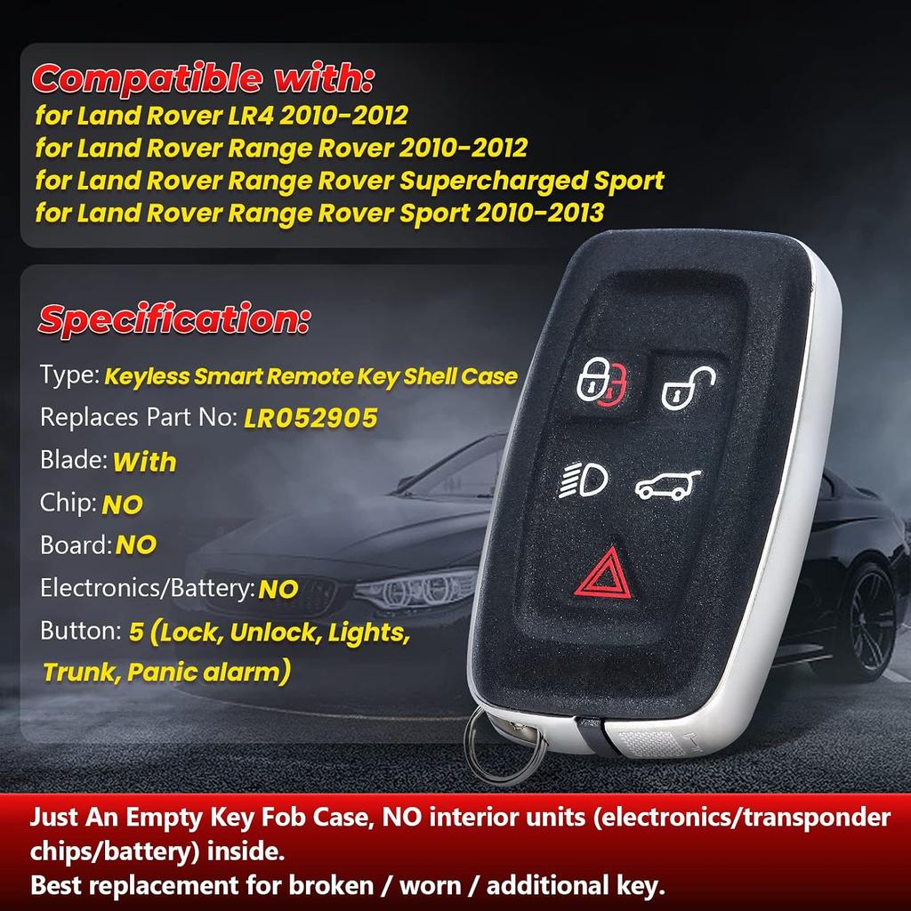 LR052905 Smart Remote Car Key Fob Case Cover Shell Housing Replacement for Land Rover LR4 for Range Rover Sport 2010 2011 2012 2013