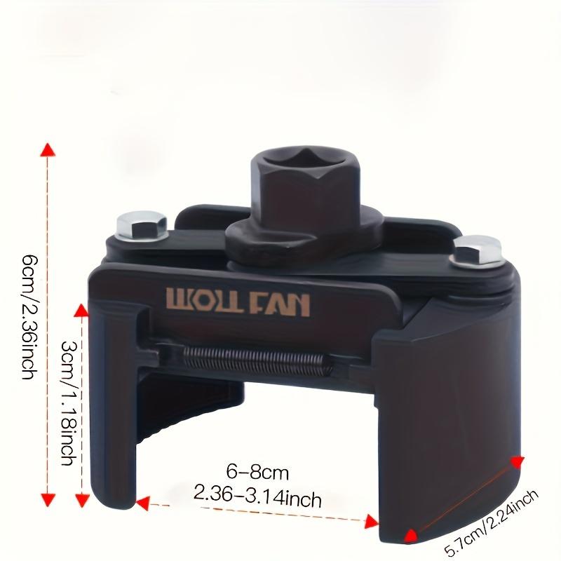 Adjustable Oil Filter Wrench, German U-Shaped Multi-Function, Two-Jaw Reversible Mechanism, Black Metal with Hex Socket and Adjustment Knob