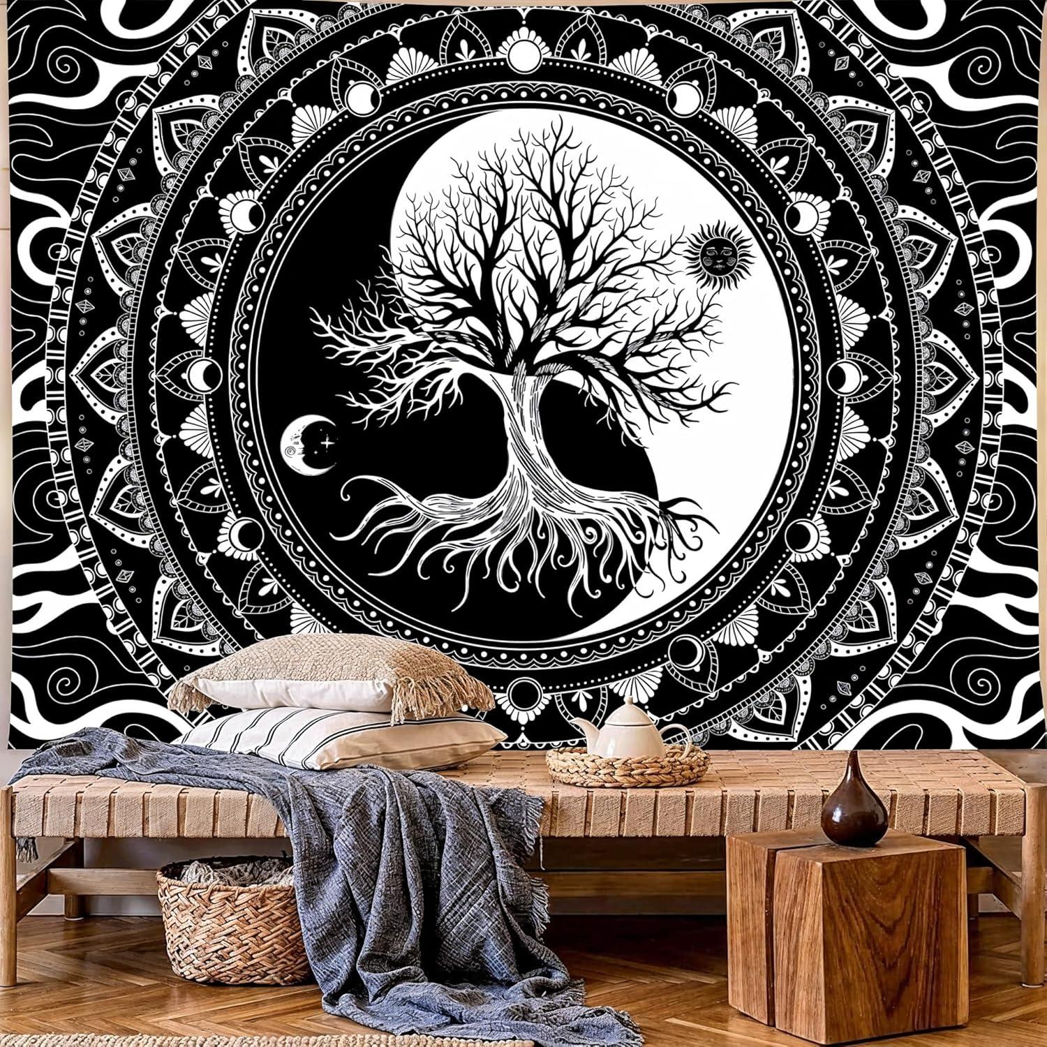 Yin Yang Tree of Life Tapestry 75x100