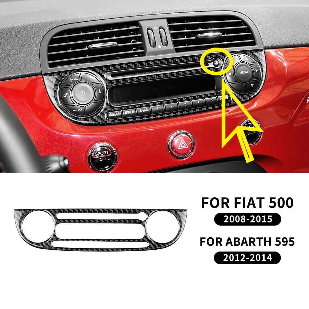 Real Soft Carbon Fiber Sticker For Fiat 500 2008 2009-2014 2015 For Abarth 595 2012 2013 2014 CD Control Interior Accessories