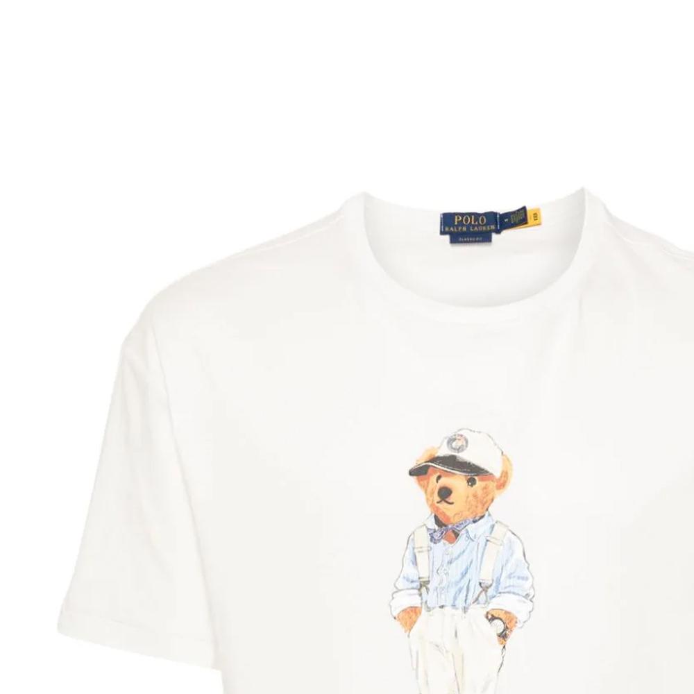 Polo Ralph Lauren SS24 Bear Print Loose Fit Crew Neck T-Shirt Men Tops White 710854497-037