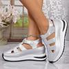 New Large Size Wedge Heel Sandals Women's Bag Head Hollowed Out Breathable Women's Large Size Muffin Thick Bottom Velcro Women