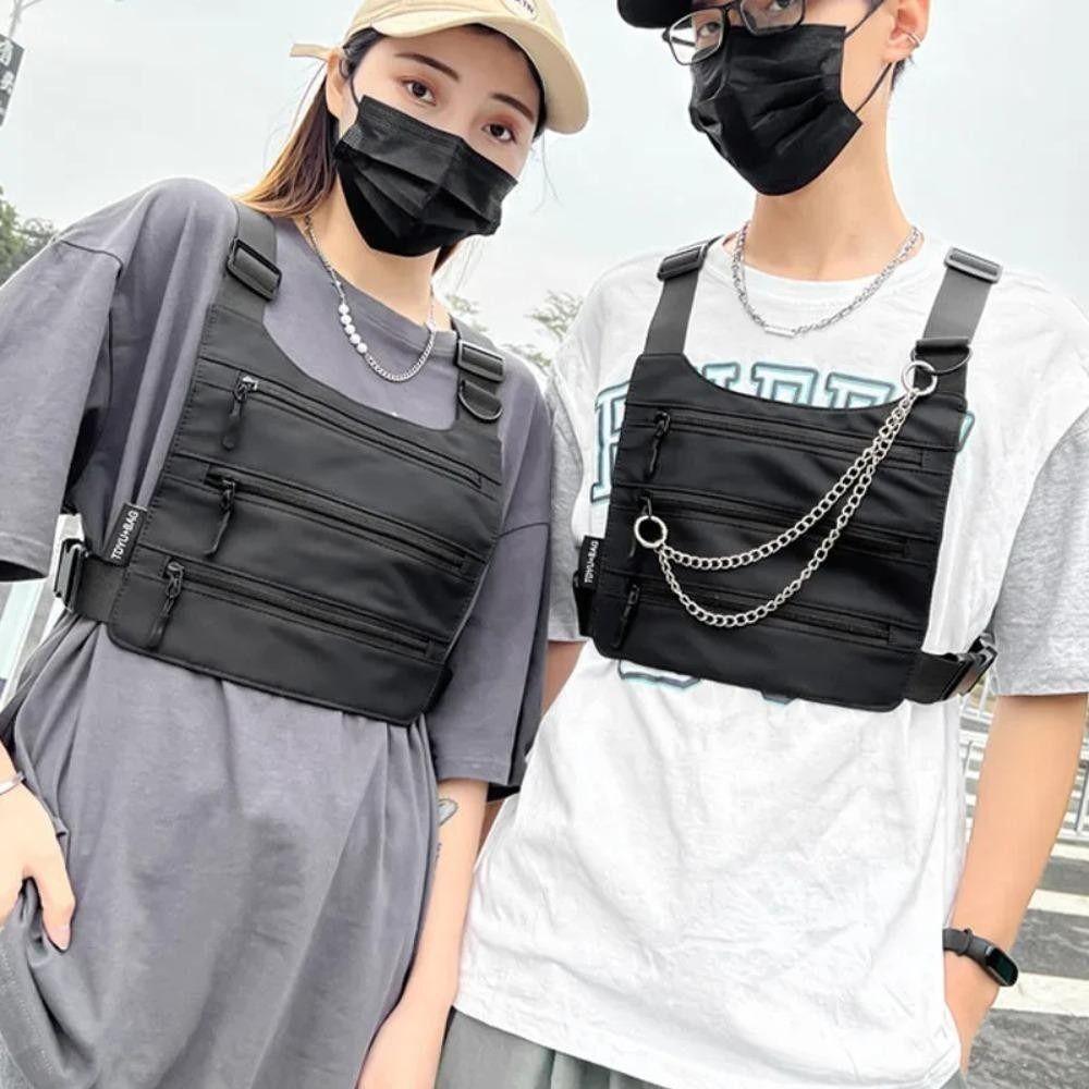 Large Capacity Man' s Vest Bag Nylon Message Crossbody Pouch Zipper Men Chest Bag  Outdoor