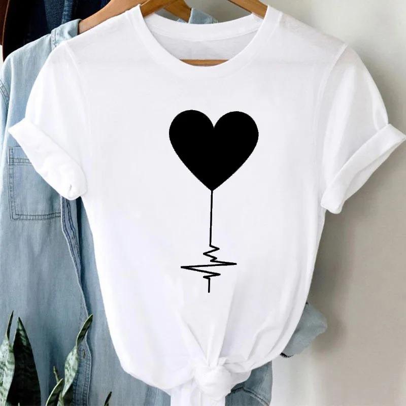 New Bicycle Flower Love Retro Loose Simple Cute Half Sleeve Short Sleeve T-shirt Woman Summer fashion polyester fabric