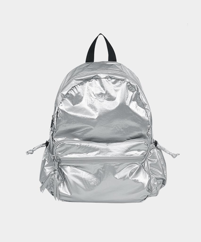 D.Lab Paul Glossy Backpack - Silver + Free O-Ring Keyring