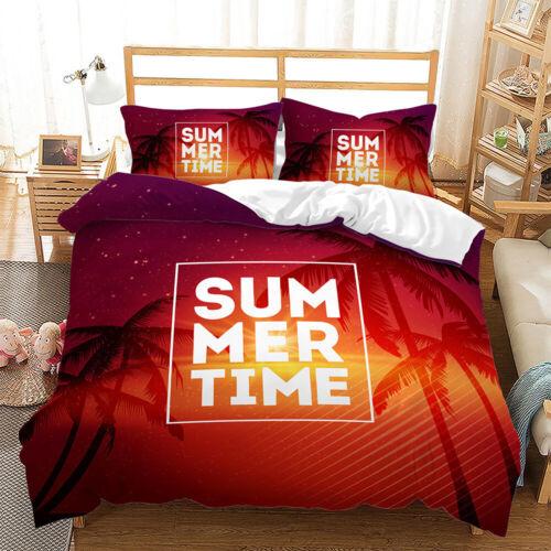 Beach Vacation Coconut Tree Print Duvet Cover Quilt Cover Pillowcase Bedding Set