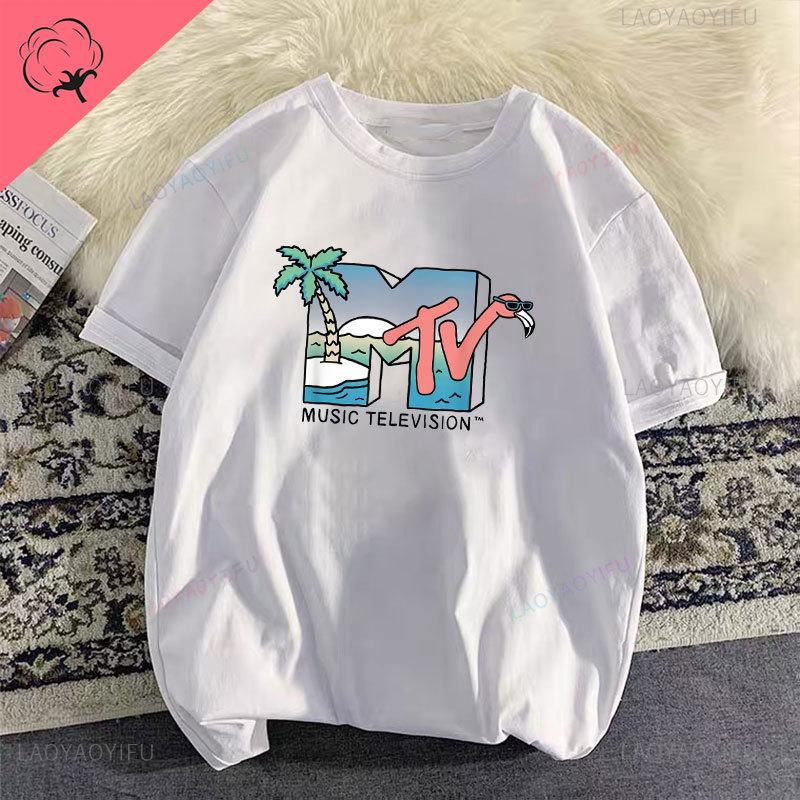 Unisex Clothing Retro Cotton T Shirt Vintage Rock Hip Hop Modal Summer Unisex Casual Shirt Mtv Music Elevision Graphic Shirts