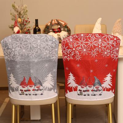Noel Sandalye Kılıfları - Karikatür Orman Kar Taneciği Baskılı, Avrupa Tarzı Yemek Masası Noel Dekorasyonu Sandalye Aksesuarları