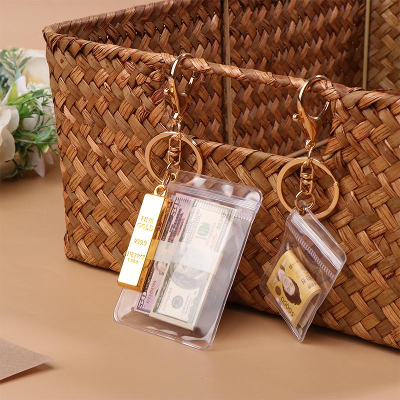 Creative Simulation Banknote Keychain Mini Money Bag Keychain Car Key Holder Us Dollars/Korean Won Collection Gifts