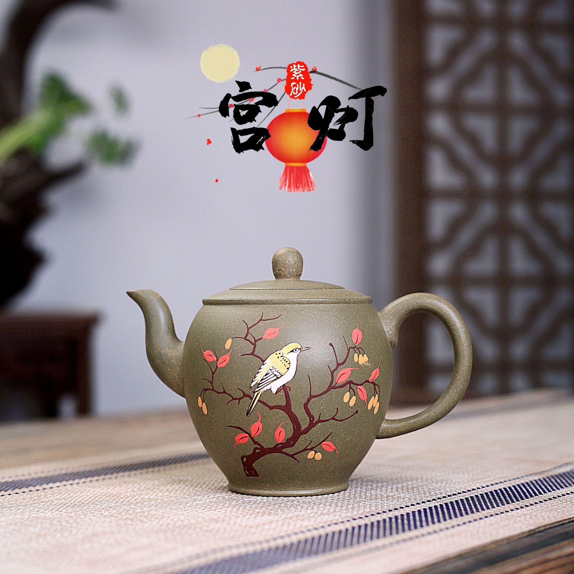 

Чайники из фиолетовой глины Исин объемом 410 мл, красивый чайник ручной работы с изображением знаменитых птиц, китайский чайный сервиз Zisha, коллекция чайной посуды