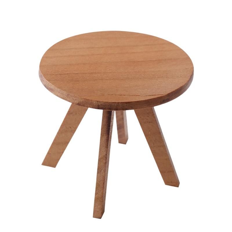 1/12 Scale Dollhouse Mini Wooden Round Tea & Coffee Table Simulation Furniture Decor Toys