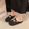 Retro flat-bottomed non-slip women's cool slippers 2025 new summer wear with skirt bag head hollow slippers women's models