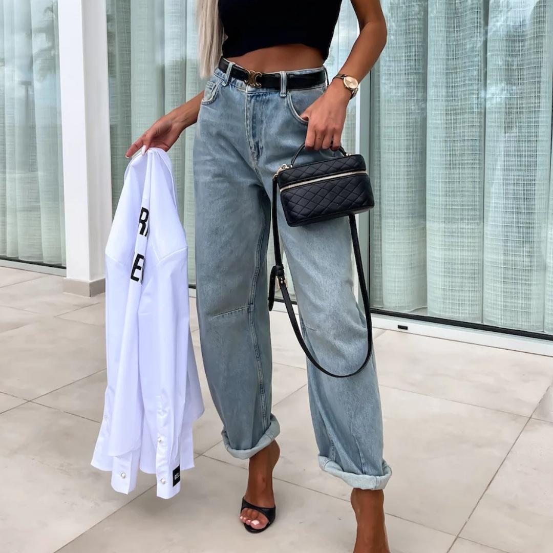 

IHUASU Осенние уличные хипстерские повседневные мешковатые джинсы для женщин XXL джинсовый синий