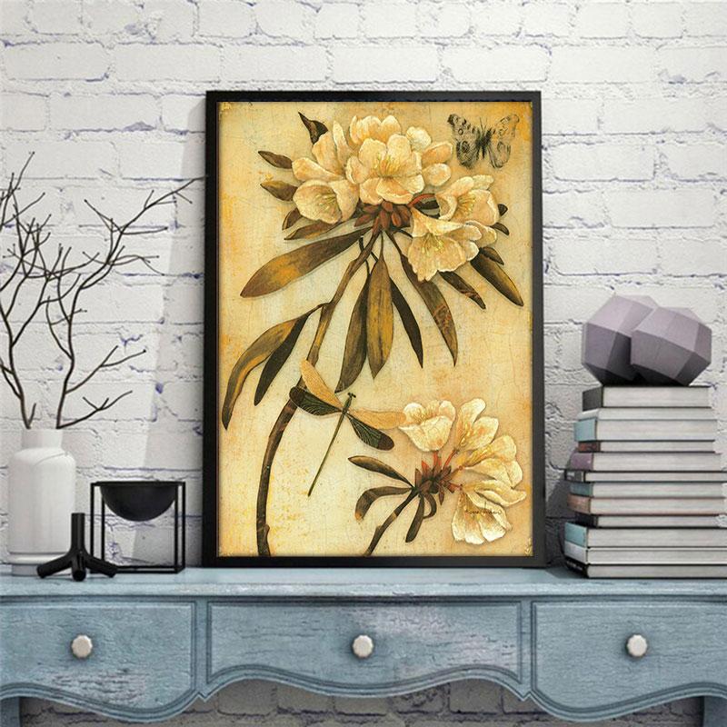 

Американская сельская местность, пасторальная декоративная картина на холсте в скандинавском стиле, европейские классические постеры с цветами и птицами 21x30 No Frame