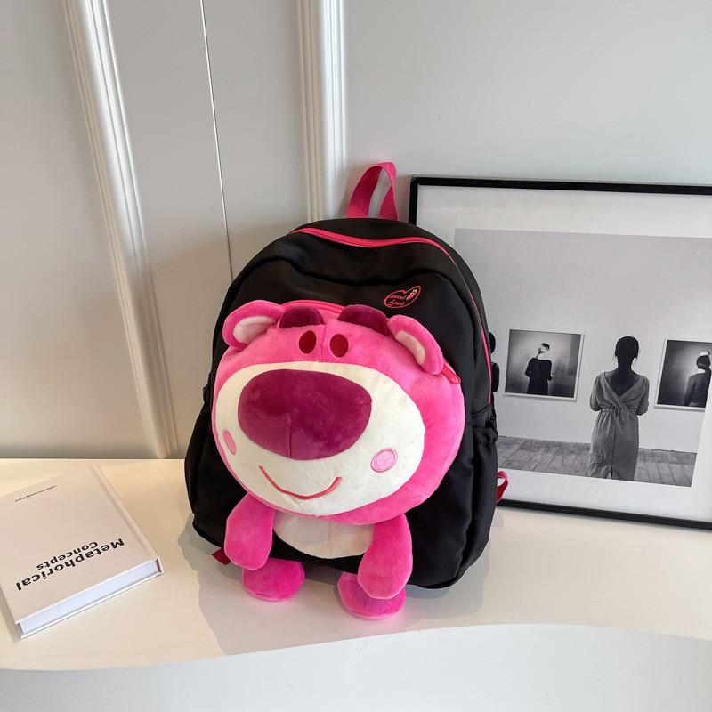 2023 New Canvas Large Capacity Double Shoulder Backpack Cartoon Trendy Cute Pink Girl Bag Tide