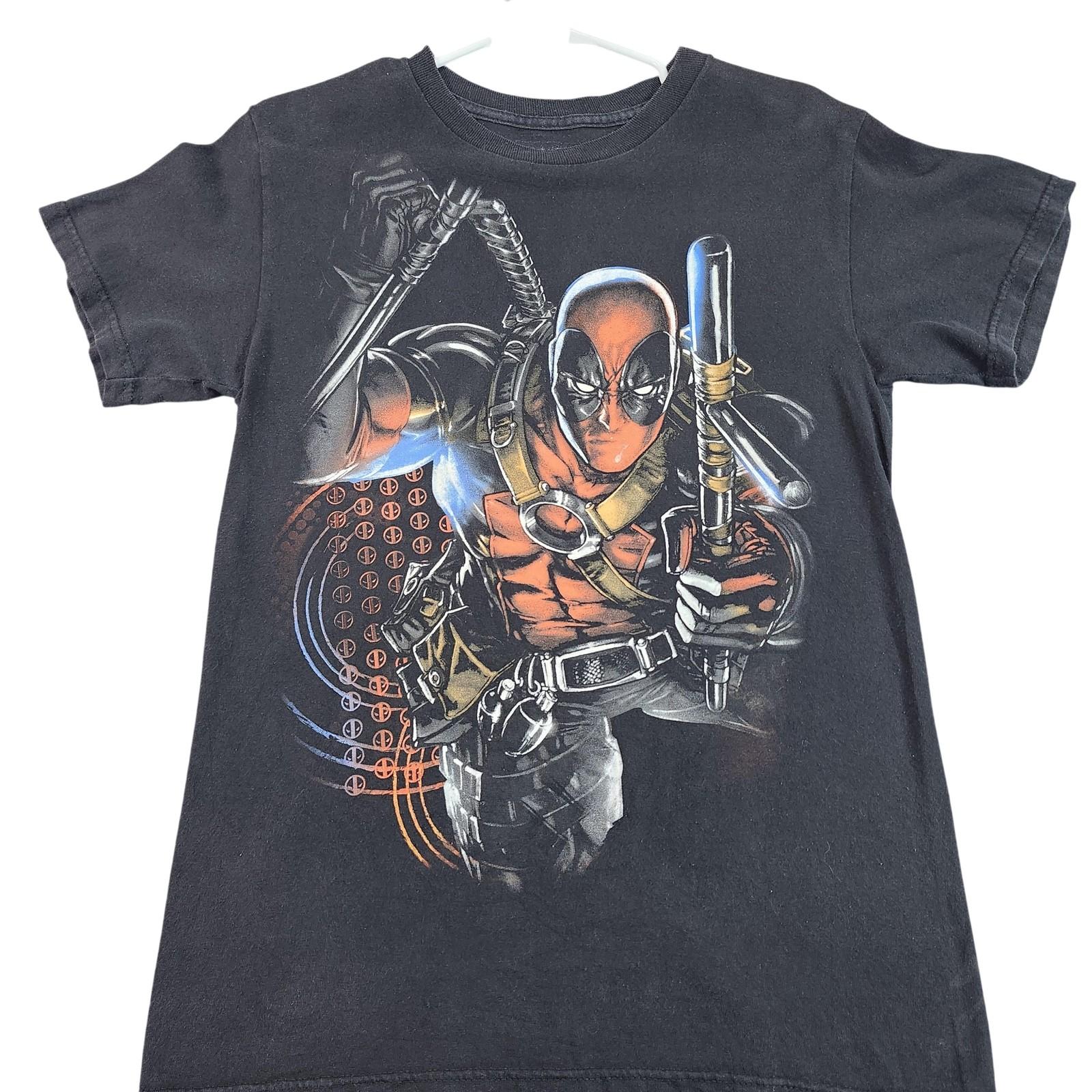 VTG Marvel Shirt Mens Small Black Deadpool Graphic Tee Tagless Marvel Superhero Unisex T-Shirt XL