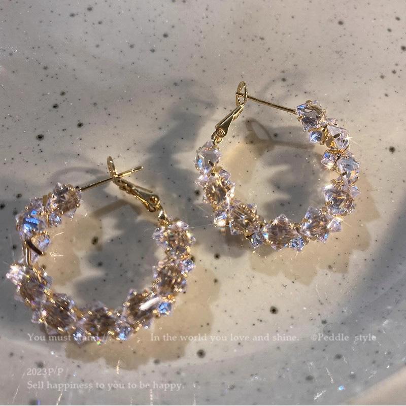 Explosive Zircon Exquisite Circle Earrings Design Studs Exaggerated Fashion Temperament Earrings