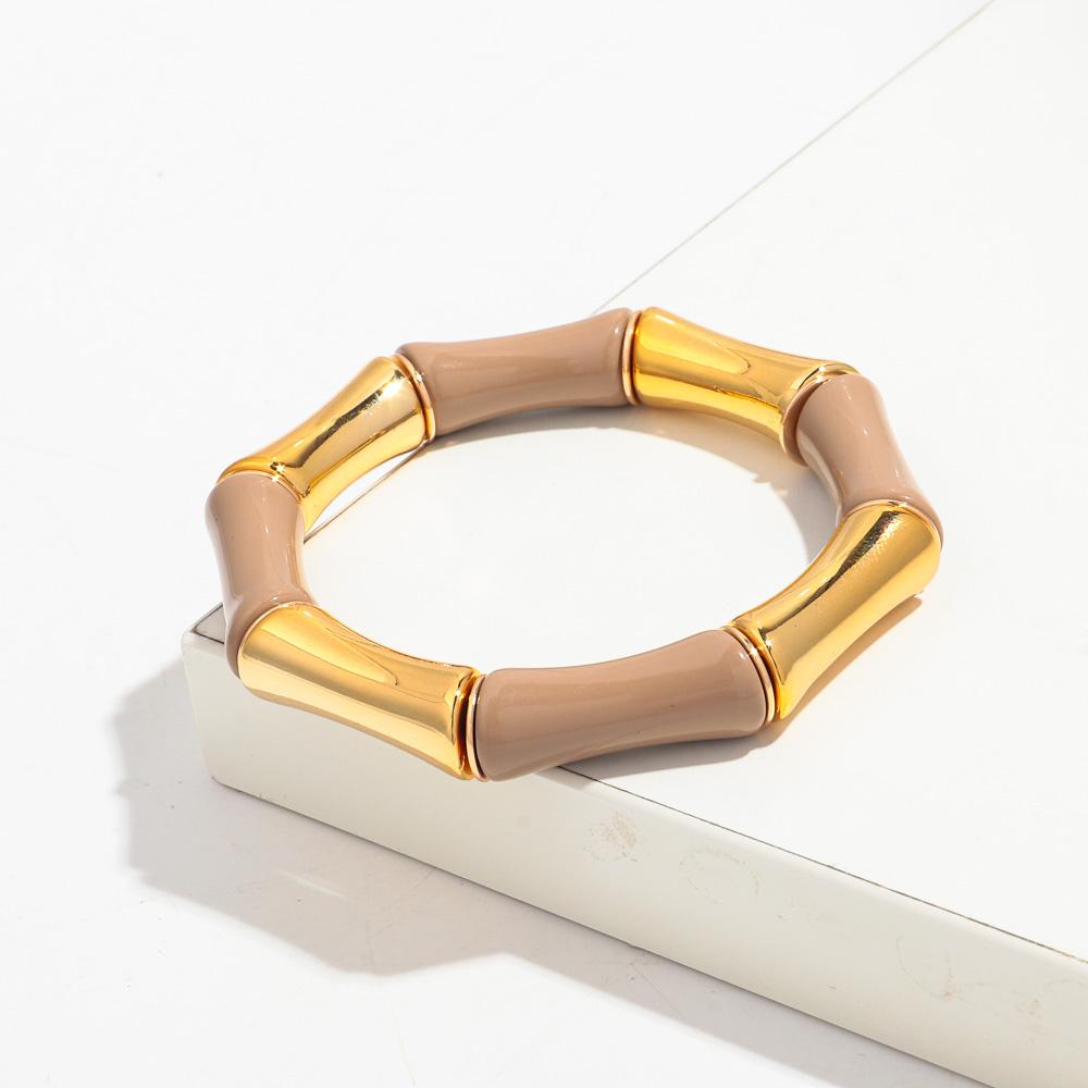 Retro Chunky Bamboo Curved Tube Acrylic Bracelets for Women New Trendy Resin Beaded Stretchy Stack Bangle Couple Jewelry Gifts
