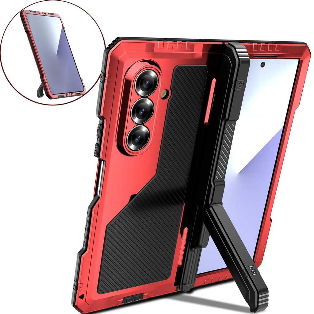 Für Samsung Z Fold 7 6 5 4 robuste Aluminium Stoßfeste Schutz-Metallhülle Sturzsicher Kratzfest Abdeckung Eingebauter Ständer