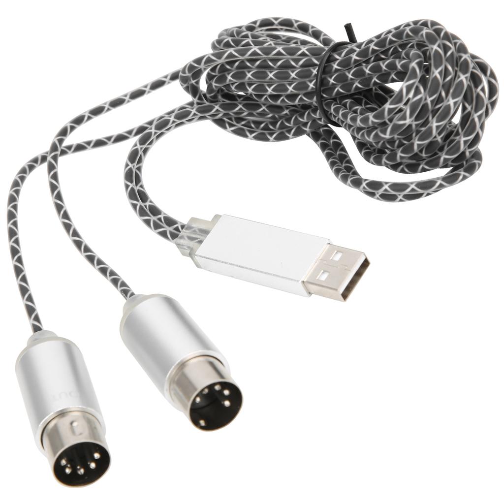 70.9in MIDI Cable to USB IN OUT Converter Cable with Indicator Light FTP Processing Chip Metal Shell