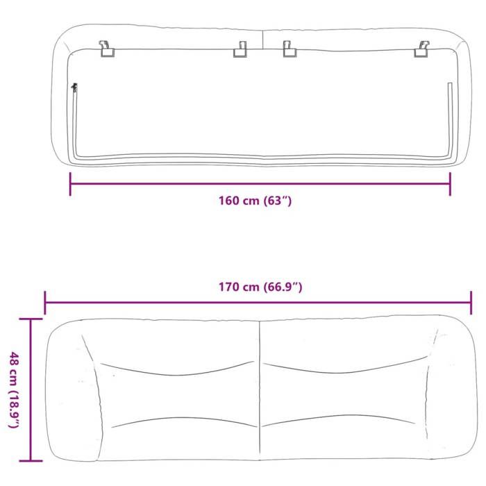 VidaXL Coussin de Tête de Lit, Oreiller de Lecture avec Fermeture à Glissière, Coussin de Lecture pour Lit Chambre, Marron 374597