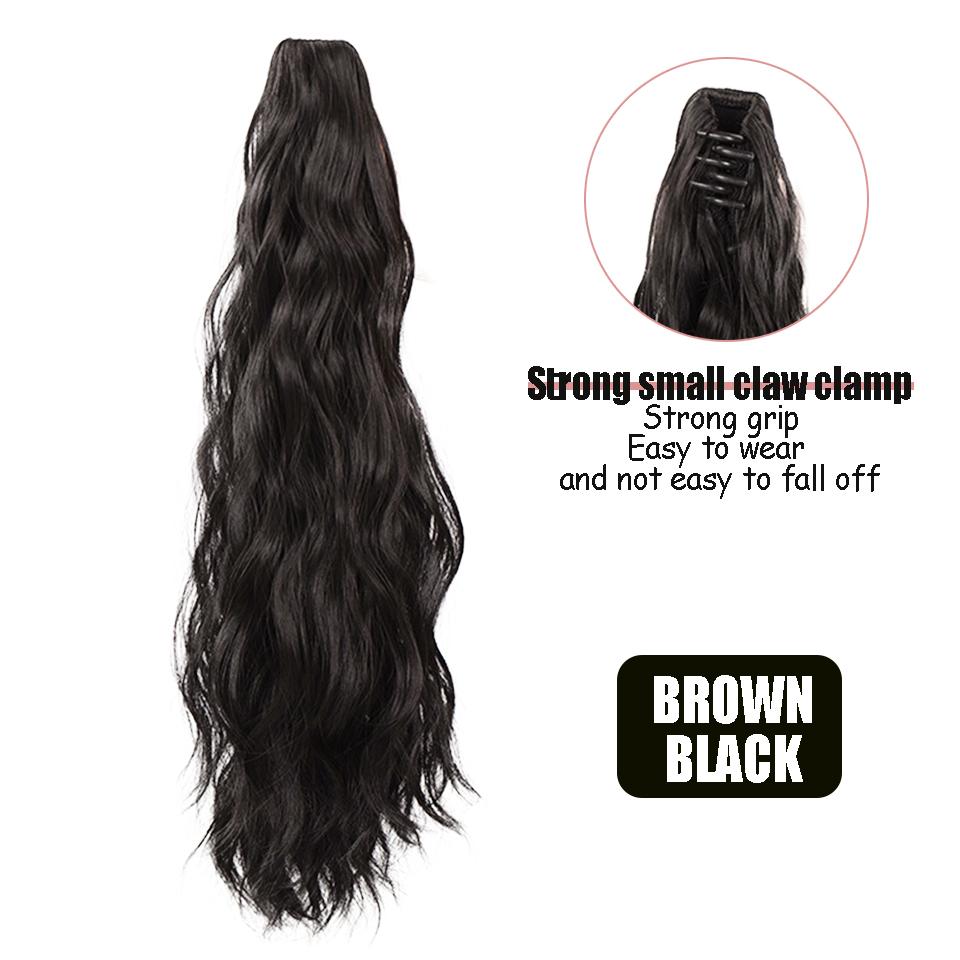 

Синтетична перука з кігтями з водяною хвилею Жіноча перука з довгим волоссям і хвостиком, коса, натуральна, елегантна перука з високим хвостиком 40CM