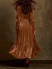 Autumn/Winter 2025 European French Retro V-neck Velvet Ruffle Dress