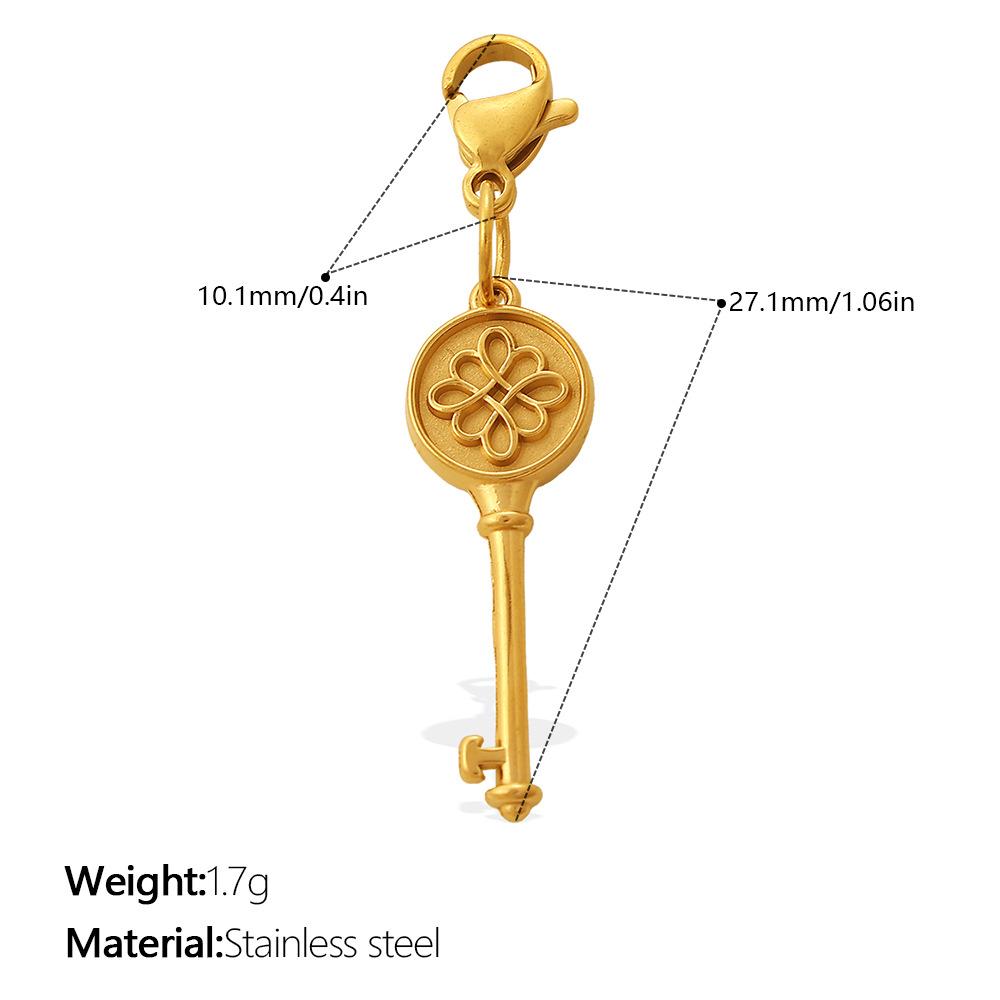 Retro Wind Diamond Lock Key Series Lobster Buckle Pendant Stainless Steel Gold-Plated Versatile Diy Accessories