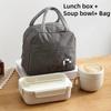 Portable Cutlery Set Square Wheat Straw Lunch Box Soup Bowl with Spoon Fork School Office Camping Food Container Tableware Set