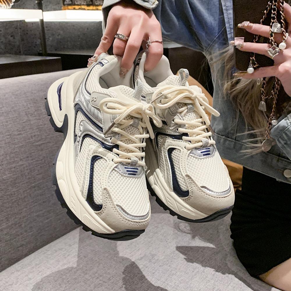 Fashion Casual Sports Shoes for Women Spring Thick Soled Lightweight Sports Shoes New Retro Dad Shoe for Womens Platform Sneakers Woman