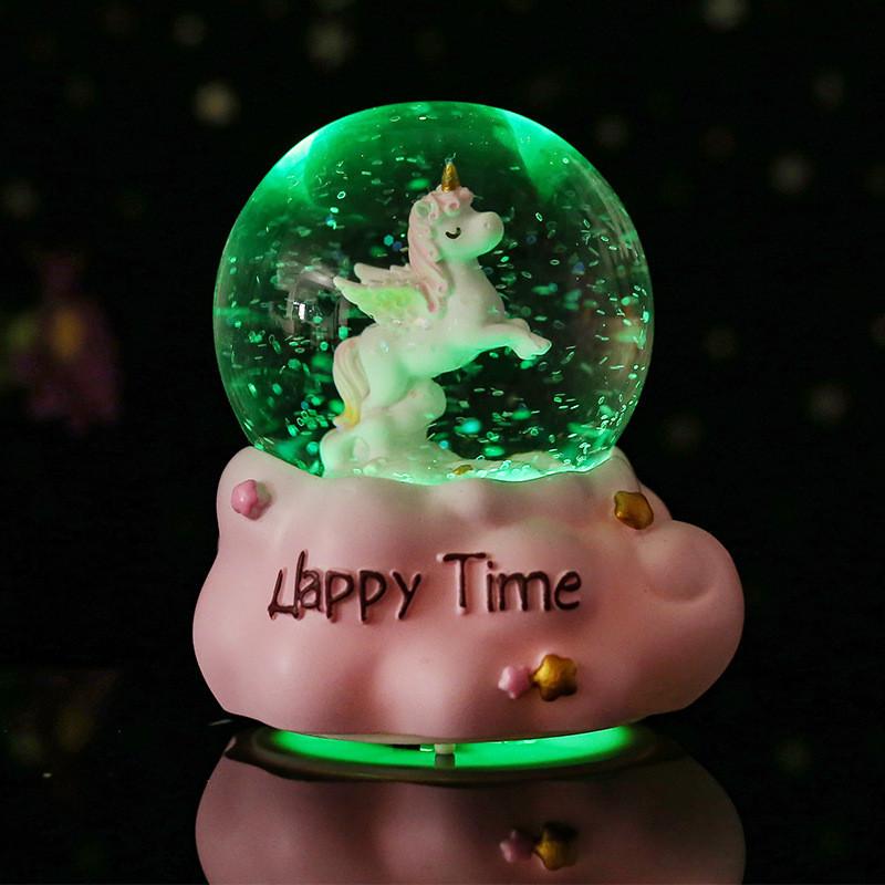 Go Pink Merry Round Crystal Ball Glow Cartoon Night Light Button Cell Electric