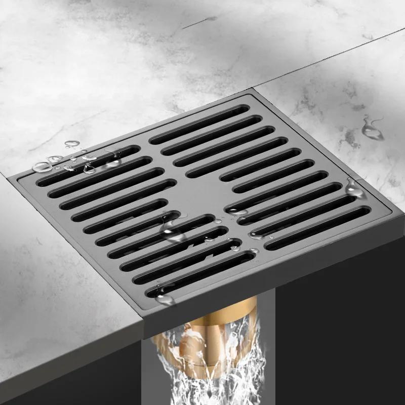 12x12cm 15x15cm brass odor proof square floor drain bathroom toilet large displacement floor drain bathroom hardware accessories
