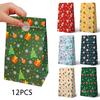 12 Stück Bedruckte Neujahrs-Flachmund-Süßigkeitenpapier-Weihnachten Weihnachtsmann-Verpackungsbeutel Party Weihnachtsgeschenktüten Keks